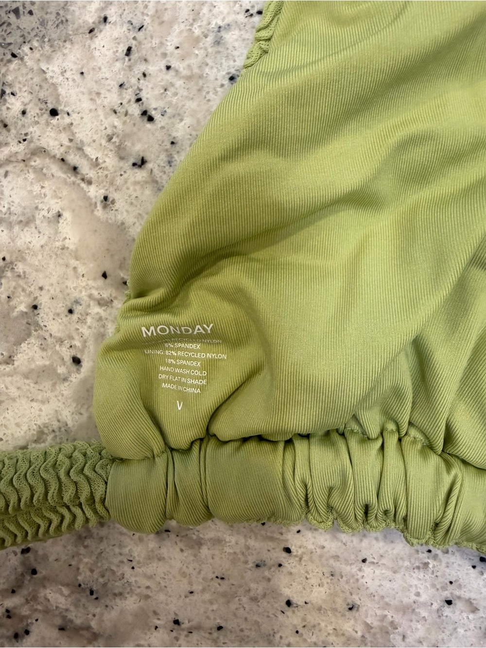 Monday Swimwear Morocco Top in Avocado Crinkle Size V - Picture 7 of 7